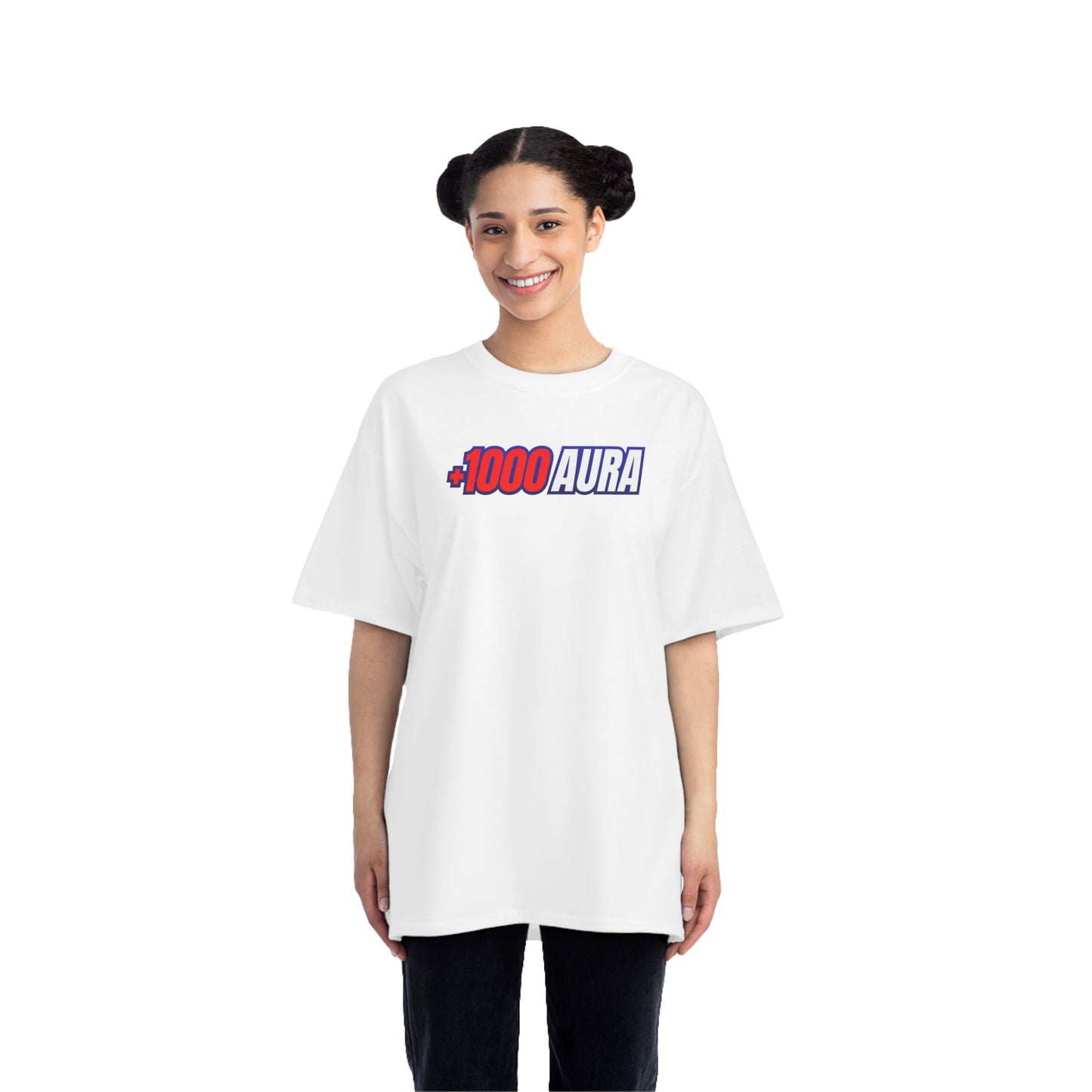 PLUS 1000 AURA Relaxed-Fit T-Shirt Graphic Tee for Positive Vibes