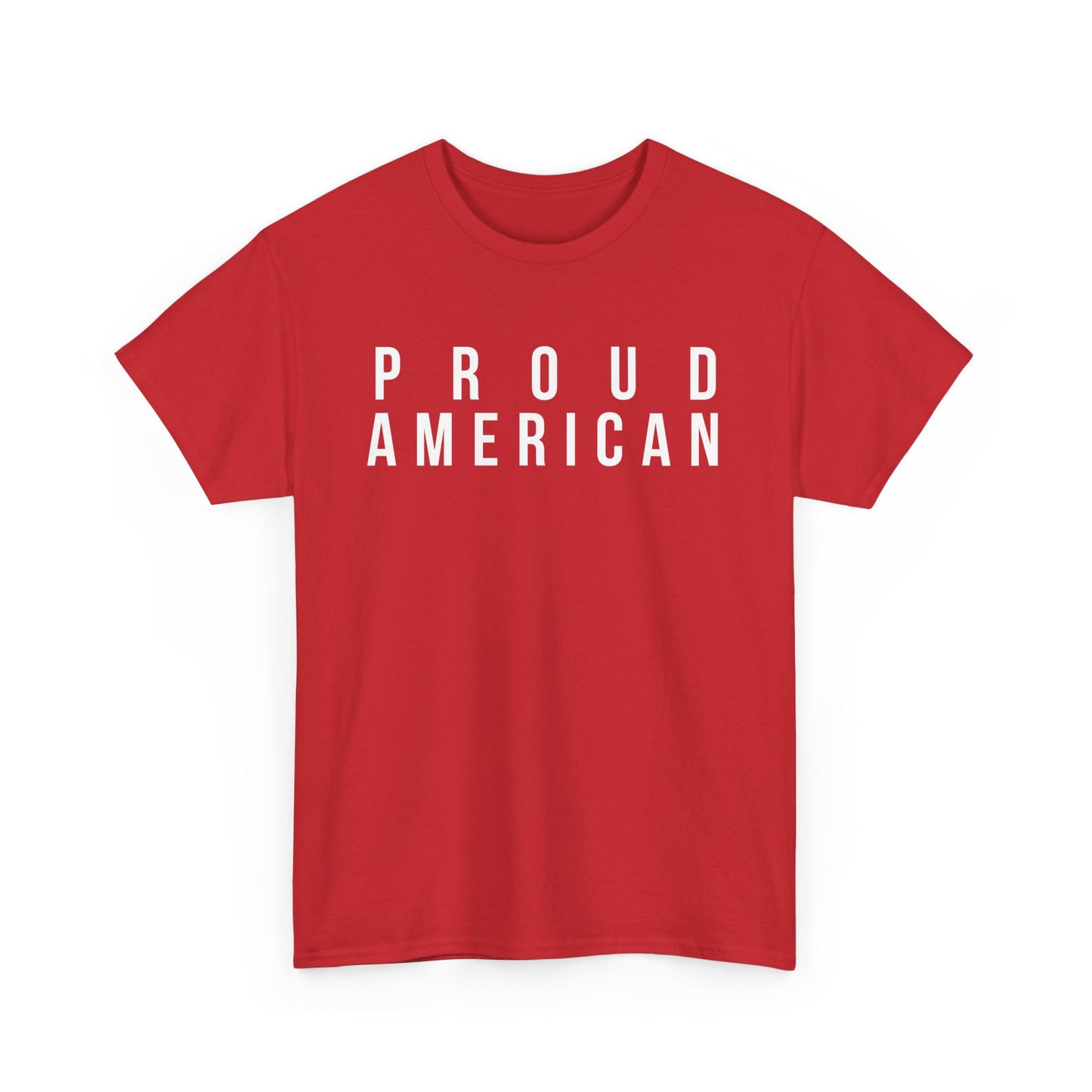Proud American Unisex Heavy Cotton Tee - white text - USA Patriotism Apparel