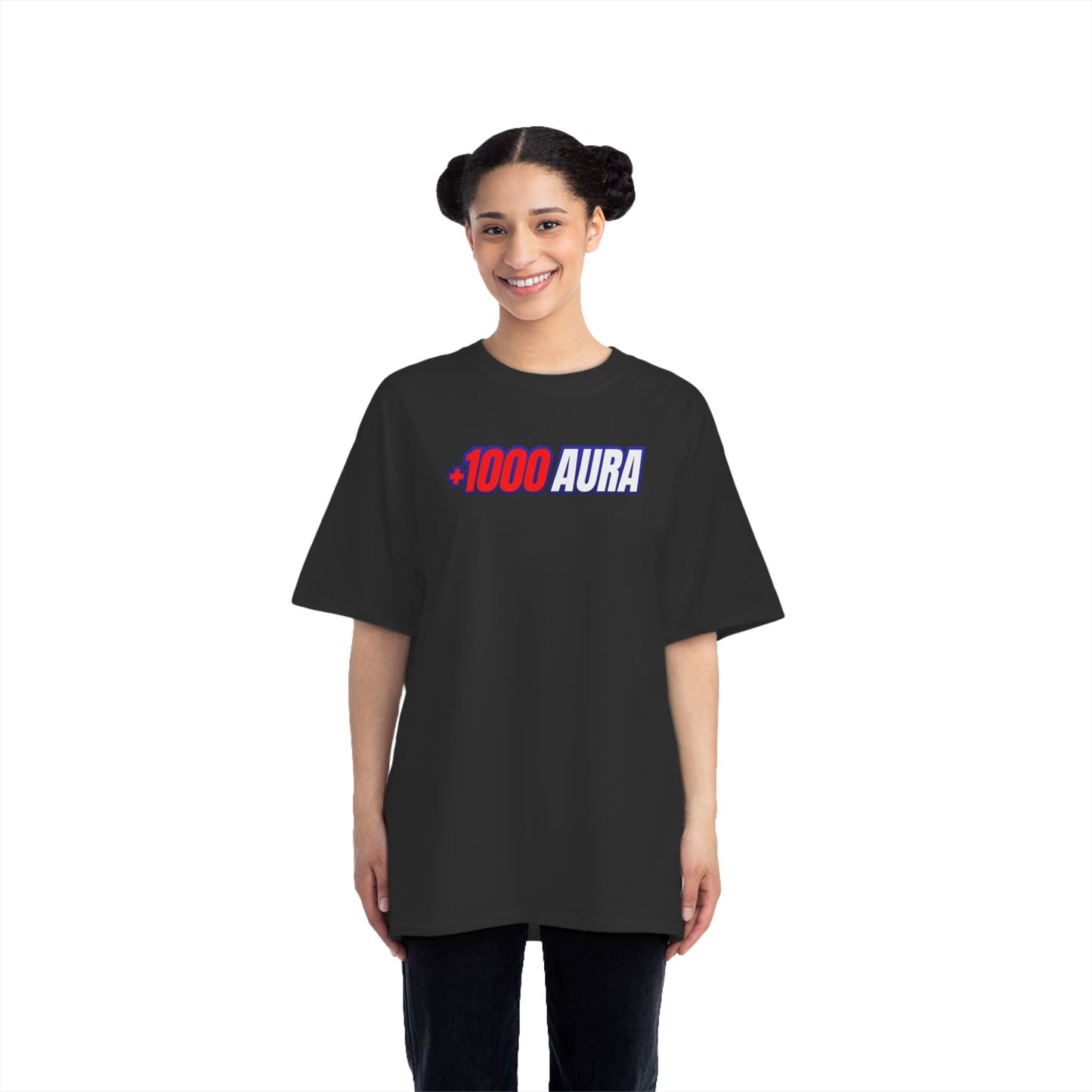 PLUS 1000 AURA Relaxed-Fit T-Shirt Graphic Tee for Positive Vibes